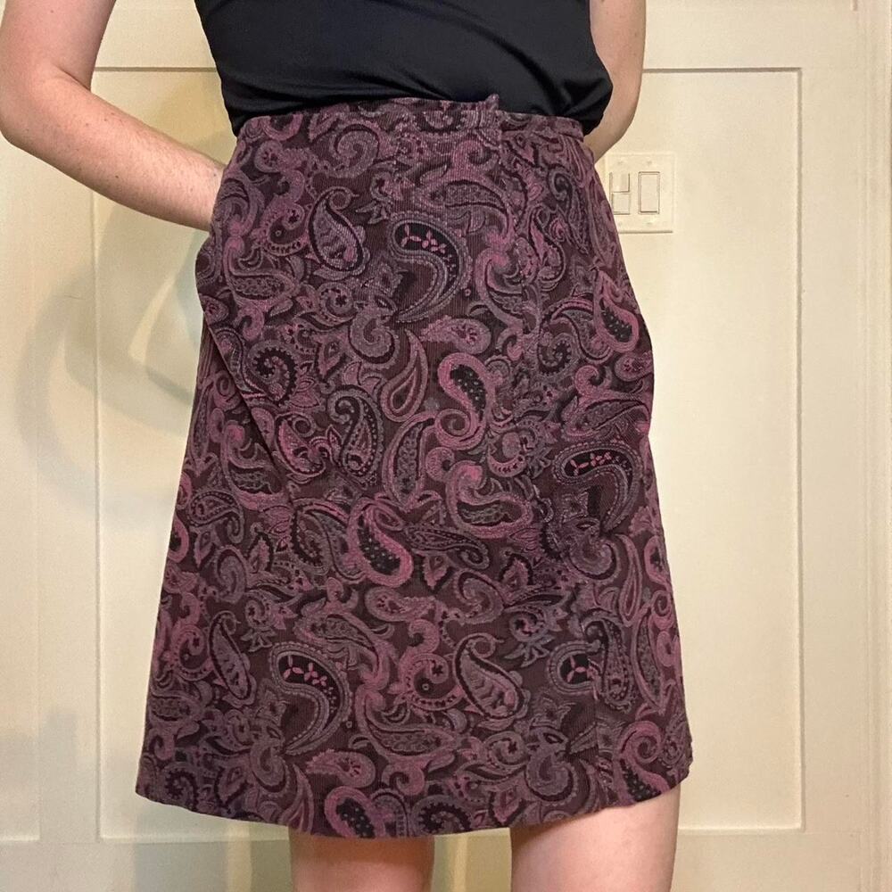 Style & Co Vintage 90's Corduroy Paisley Pink Skirt